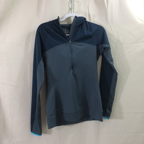 Nike Womens Jacket Zip Front Hooded Athletic Running ½ Zip Blue Size M - Picture 1 of 4